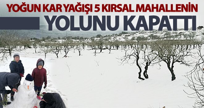 Yoğun kar yağışı 5 kırsal mahallenin yolunu kapattı