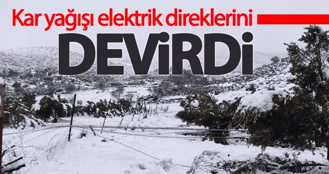 Yoğun kar yağışı elektrik direklerini devirdi