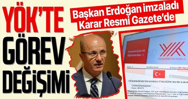 YÖK Başkanlığına Prof. Dr. Erol Özvar atandı...
